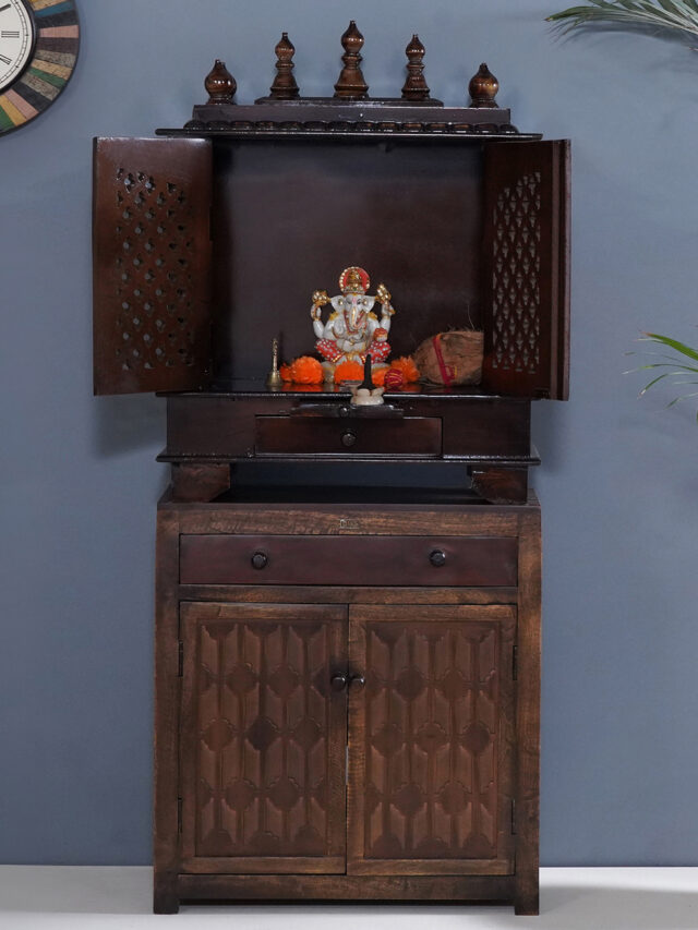 modern pooja cabinet