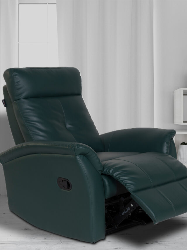 Green Leather Fabric Recliner Chair